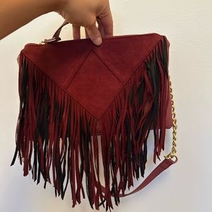 Red Leather Fringe Steve Madden Bag